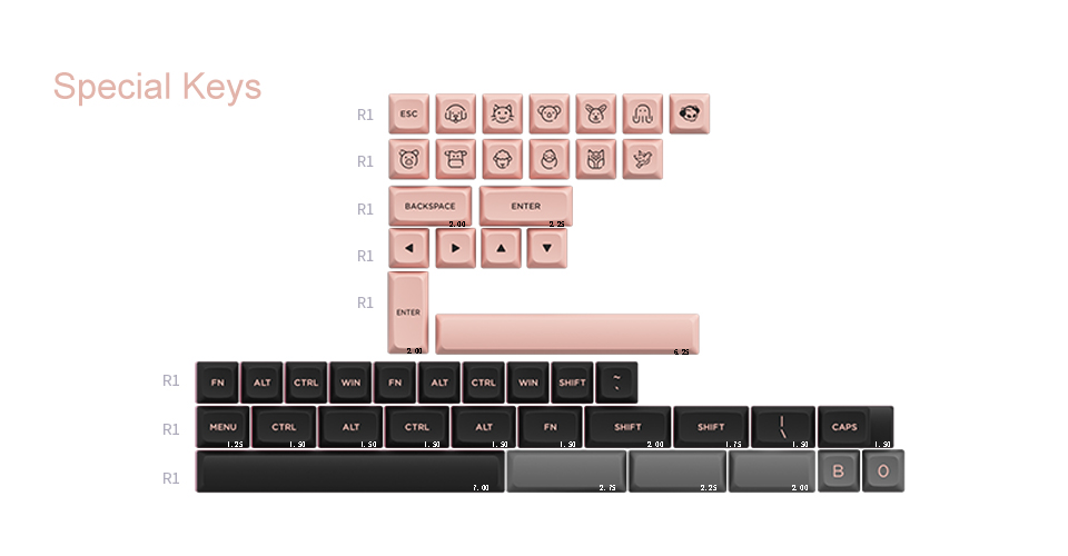 Black & Pink Keycap Set(155-key)