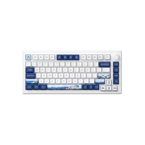 Akko 3098N Hot-swappable Mechanical Keyboard with 2.4G  Wireless/Bluetooth/Wired Connectivity and Customizable RGB Backlight, Blue  on White Gaming