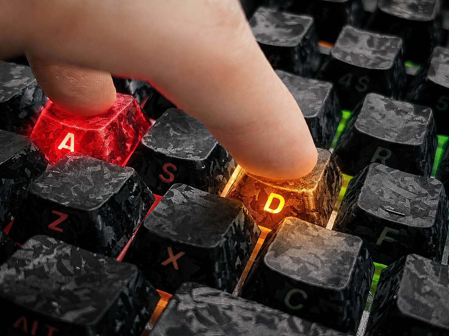 A and D keys illustrating opposite-direction movement input